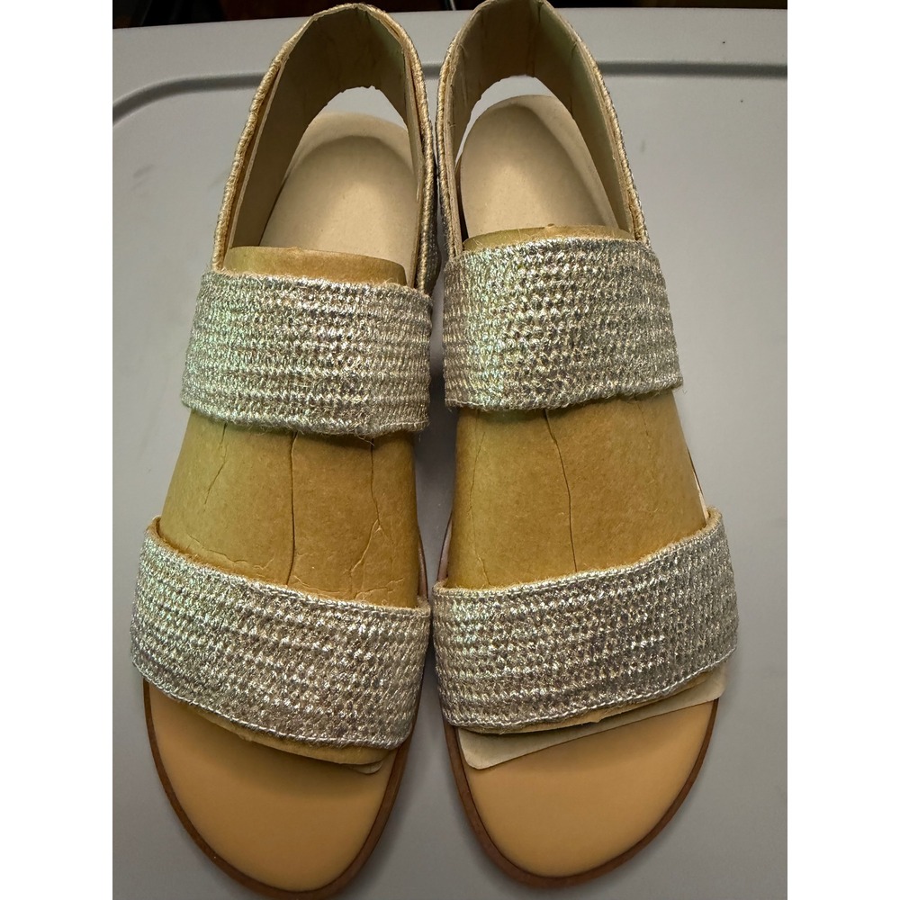 Easy Spirit Womens Metallic Silver Woven Slingback Flat Sandals Size 8.5M